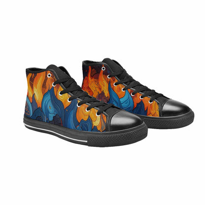 WOMEN'S Fire Flame High Top Canvas Vibrant Chaos Custom Shoes
