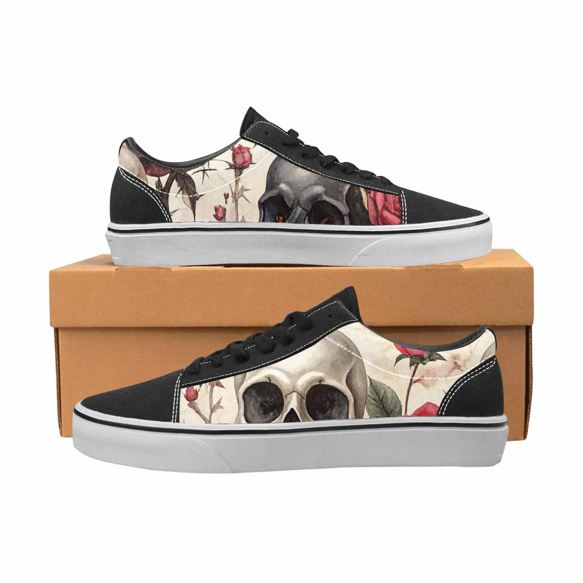 WOMEN'S Skulls - Roses Canvas Lace-Up Dark Academia Shoes
