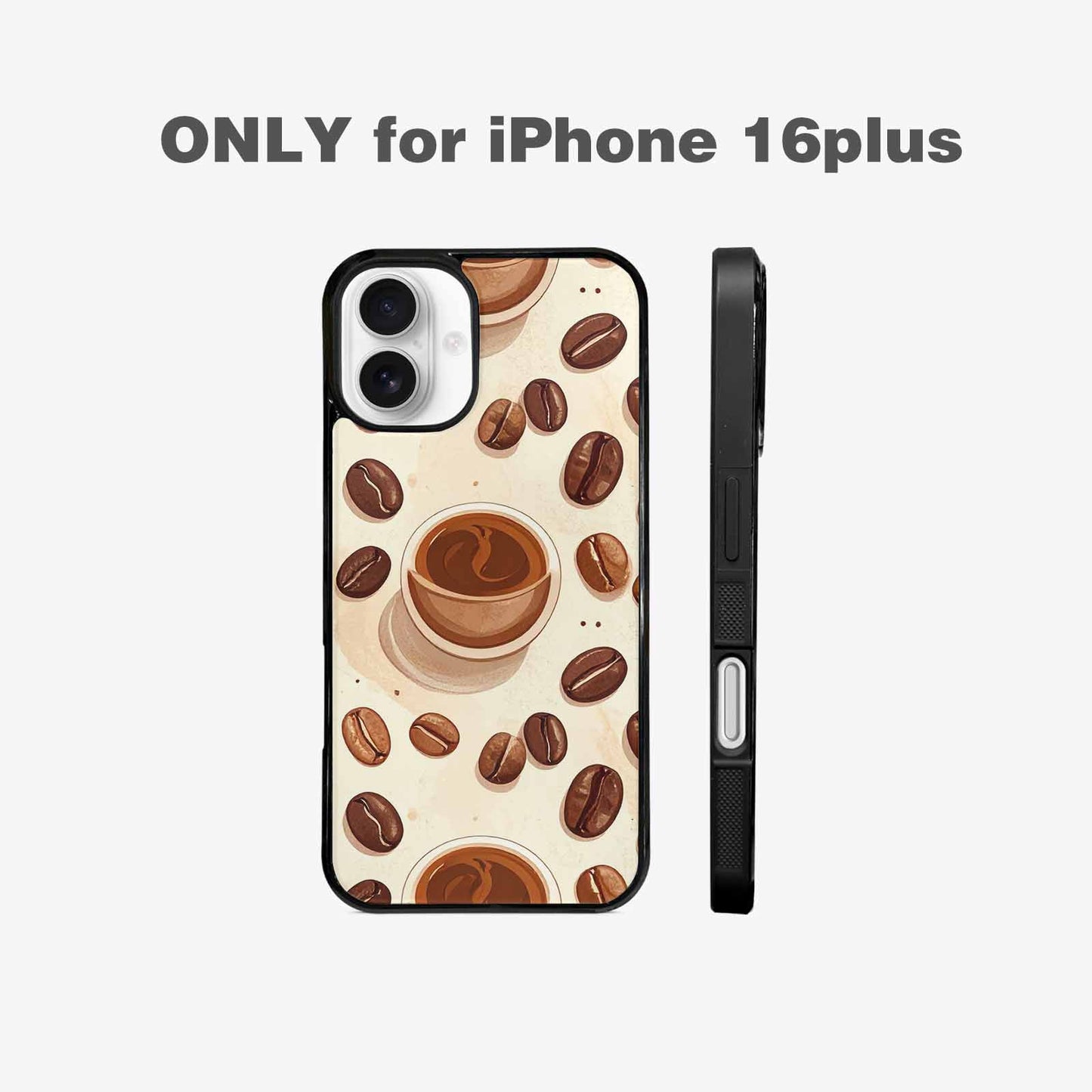 iPhone 16 Plus Case — Coffee Cup And Bean Pattern Seamless, Unique Phone Case Design