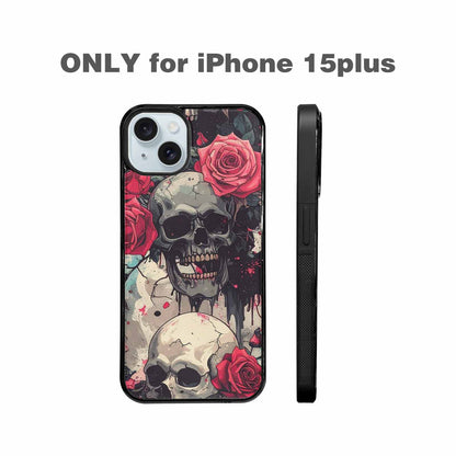 iPhone 15 Plus Case — Skulls And Roses Skulls And Roses, Customized Protective Case
