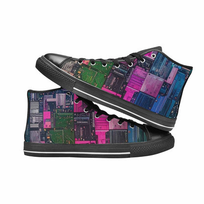 MEN'S Asexual Flag Color High Top Canvas Aesthetic Shoes