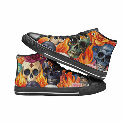 WOMEN'S Skull High Top Canvas Vibrant Chaos Shoes
