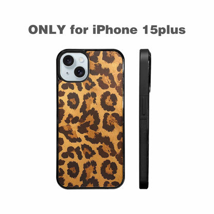 iPhone 15 Plus Case — Classic Leopard Print Warm Golden Tan, Custom Designed Case Cover
