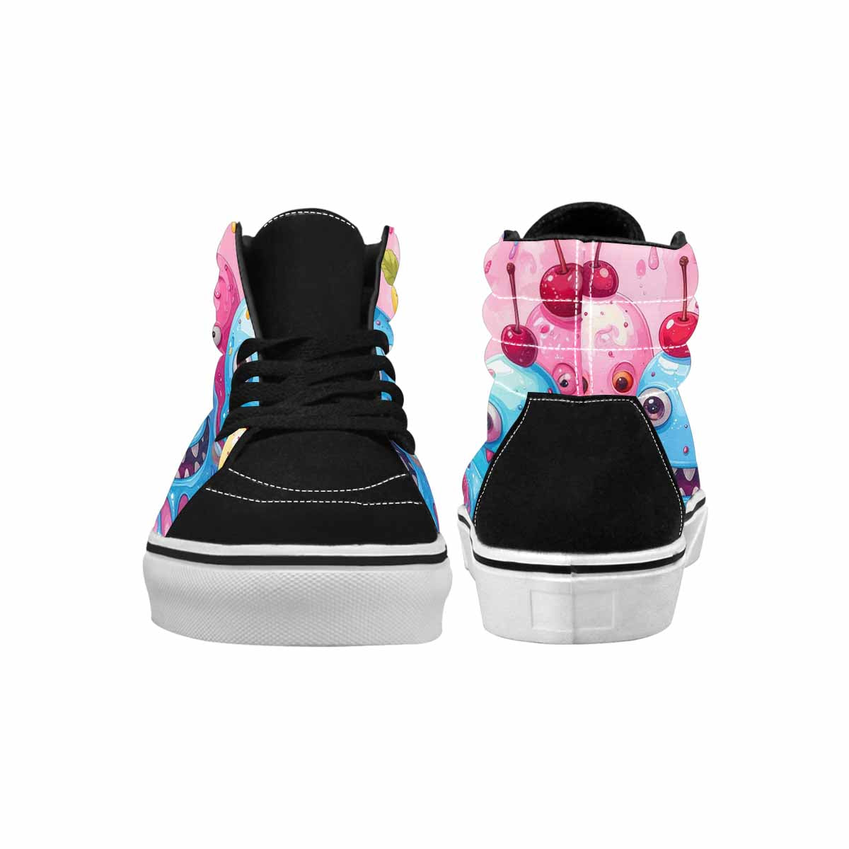 WOMEN'S Melting Icecream Monster Cherry High Top Canvas Vibrant Chaos Custom Shoes