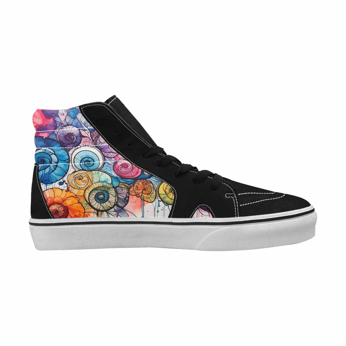 MEN'S Tie Dye Black & Blue Ink High Top Canvas Personalized Aesthetic Custom Streetwear Shoes
