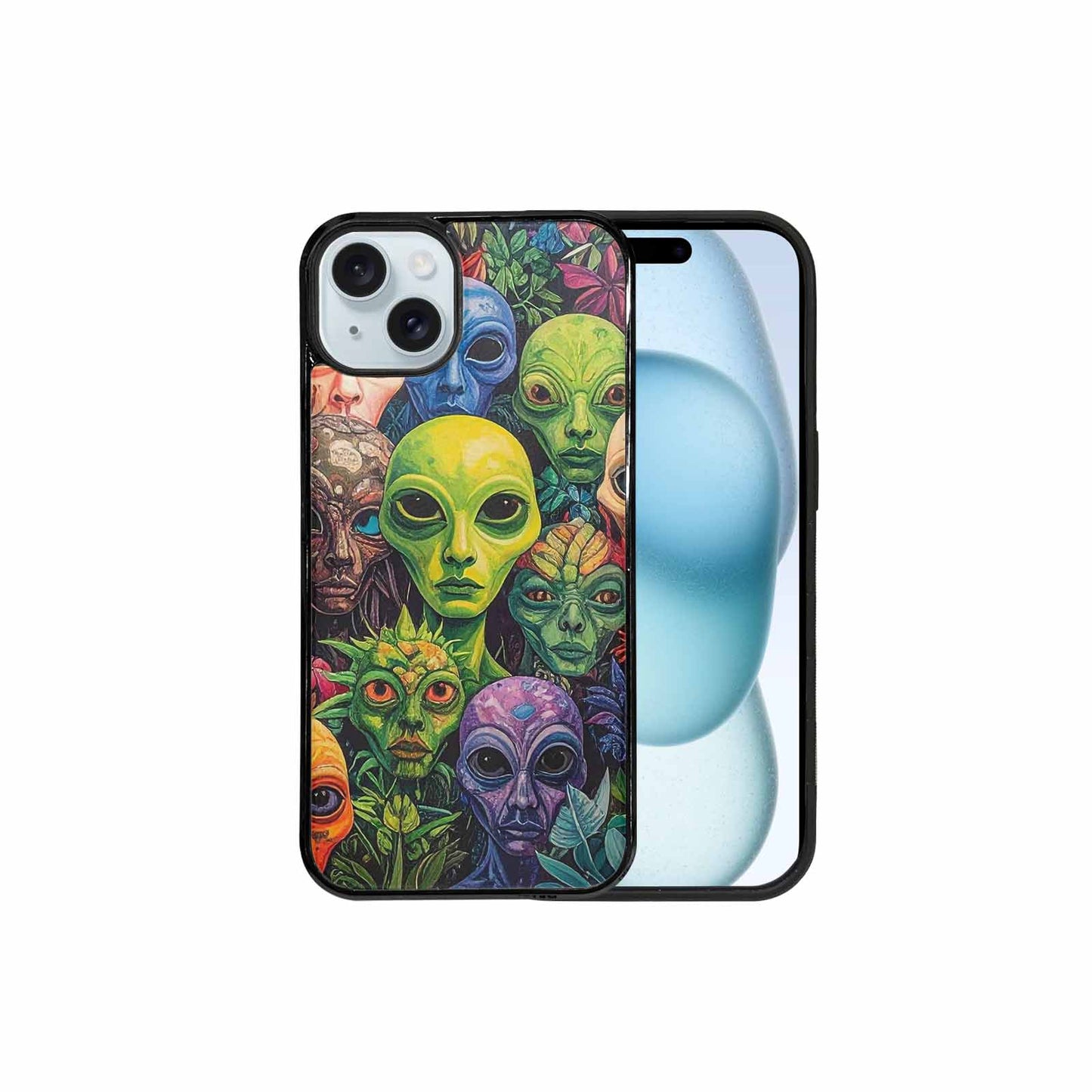 iPhone 15 Plus Case — Aliens Pattern Hundreds Of Sma, Custom Made Phone Cover