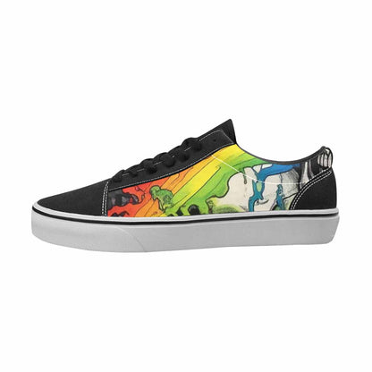 WOMEN'S Skulls Black & Green Ink Canvas Custom Fashion Cottagecore Customized Sneakers