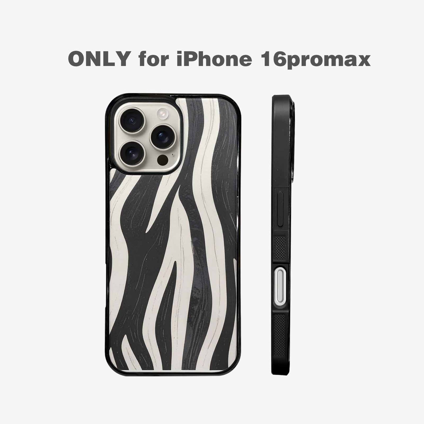 iPhone 16 Pro Max Case — Modern Zebra Stripe Print Crisp Black, Custom Phone Case