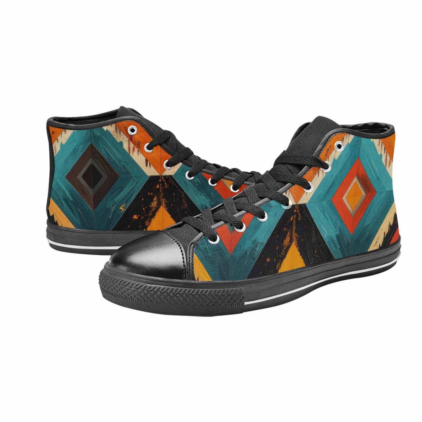 MEN'S Southwestern Geometric Diamond High Top Canvas Vivid Sneakers