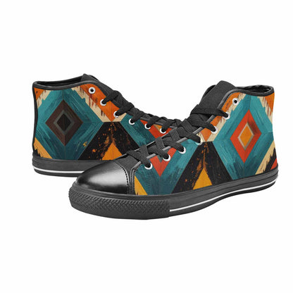 MEN'S Southwestern Geometric Diamond High Top Canvas Vivid Sneakers