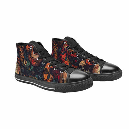 WOMEN'S Snake Skulls Print High Top Canvas Surreal Shoes