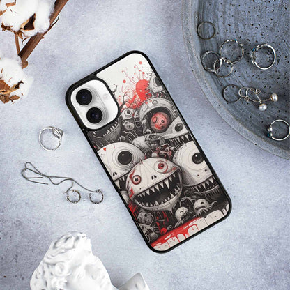 iPhone 16 Plus Case — Multi Eye Monster Black Red Ink, Customized Protective Case