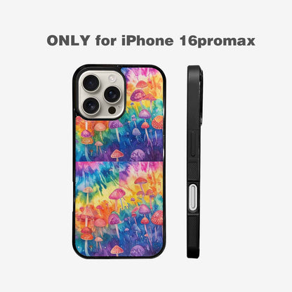 iPhone 16 Pro Max Case — Mushrooms Tie Dyemushrooms Pat, Custom Print Case Cover