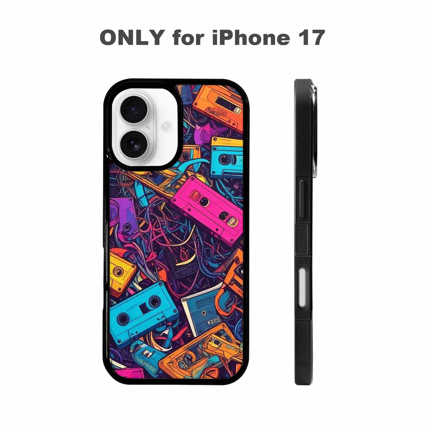iPhone 17 Case — Retro Cassette Tape Pattern Retro Vintage, Custom Made Phone Cover