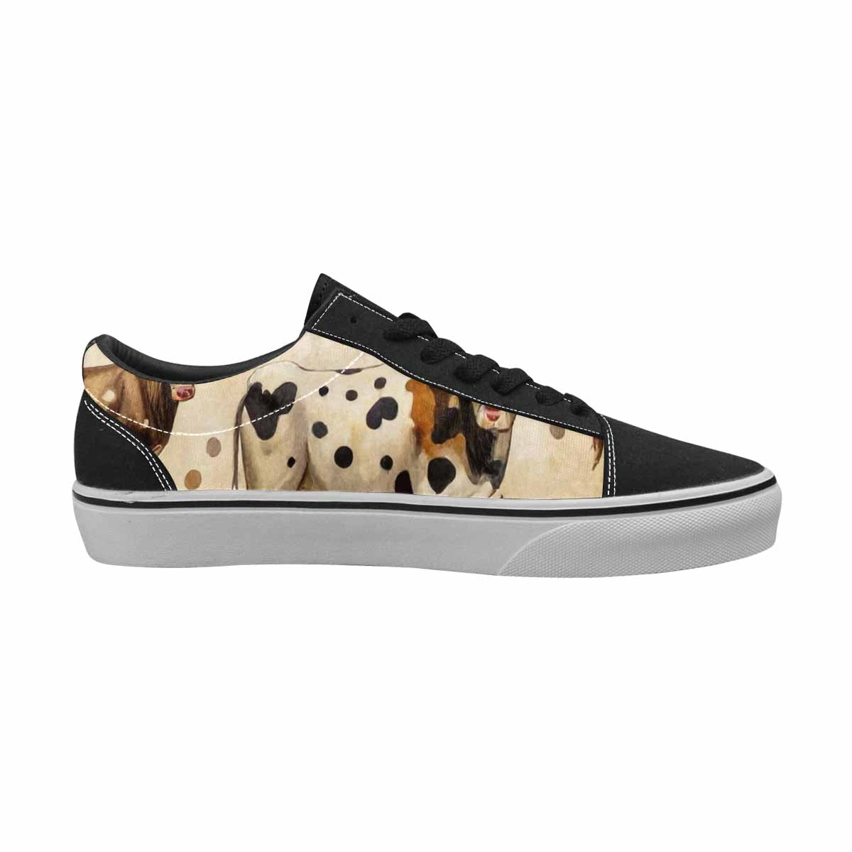 MEN'S Cow Animal Print Canvas Lace-Up Dark Academia Shoes
