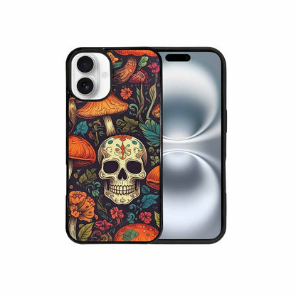 iPhone 16 Plus Case — Mushrooms And Skulls, Custom Art Phone Cover