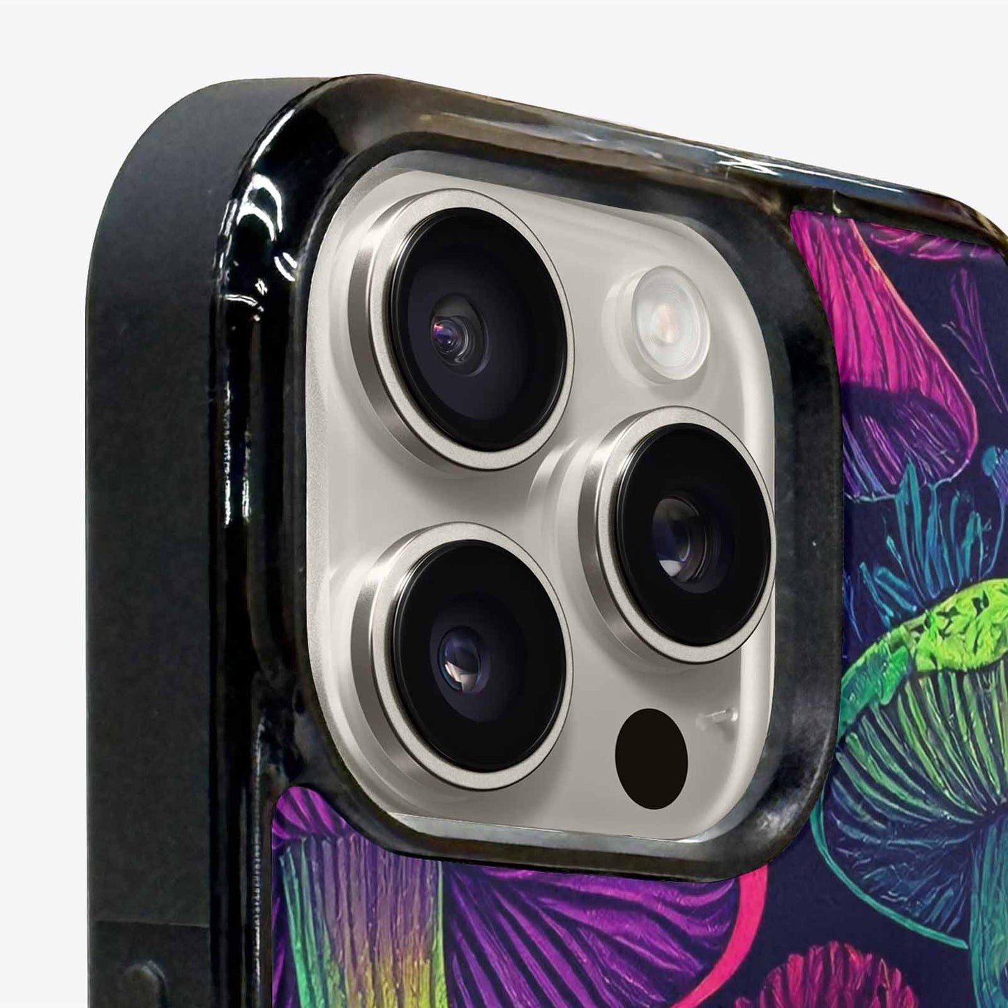 iPhone 15 Pro Max Case — Mushroom Psychedelic Art Seamless Pattern Vibrant, Custom Printed Phone Case