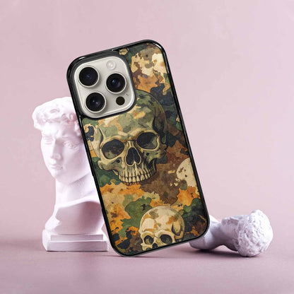 iPhone 16 Pro Case — Military Camo Texture Combined With Distressed, Custom Phone Case