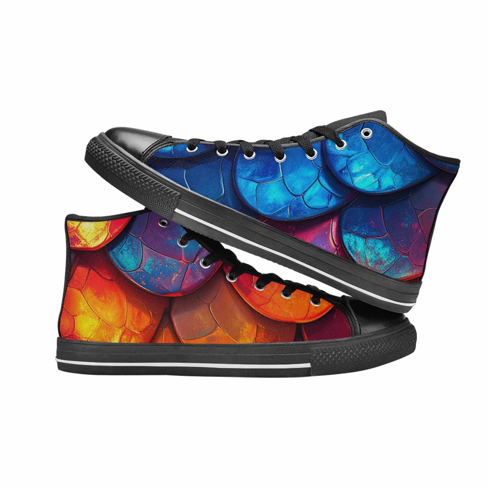 MEN'S Dark Snake Print High Top Canvas Y2K Custom Sneakers