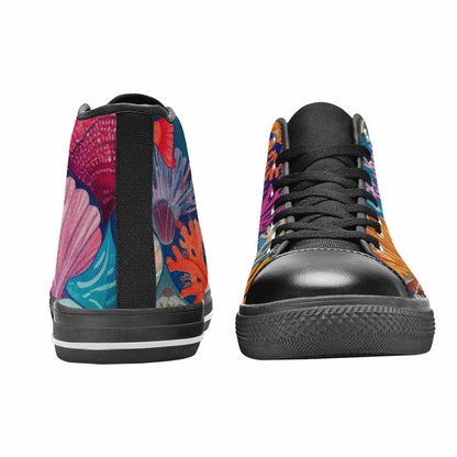 MEN'S Fish Scale Coral High Top Canvas Wallpaper Art Custom Sneakers