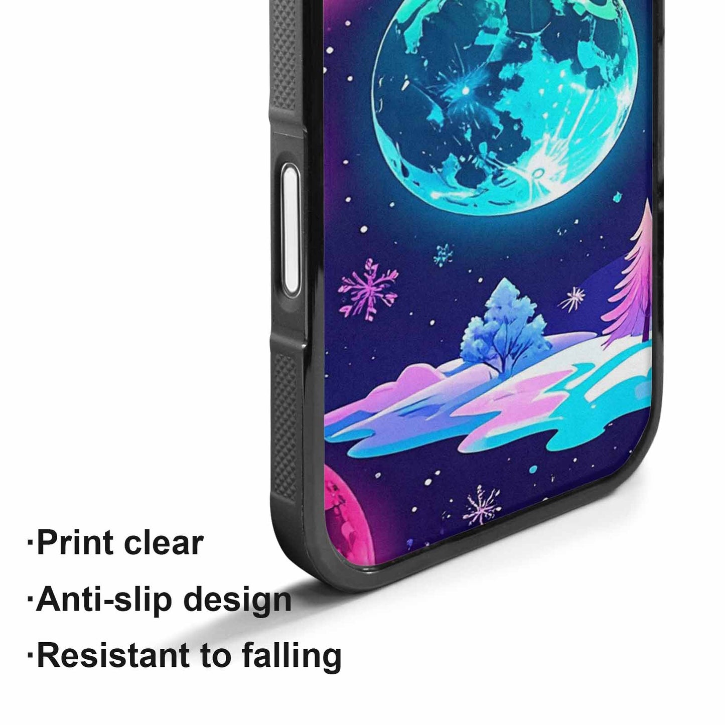 iPhone 17 Case — Neon Winter Moon Cartoon Cute, Custom Phone Case
