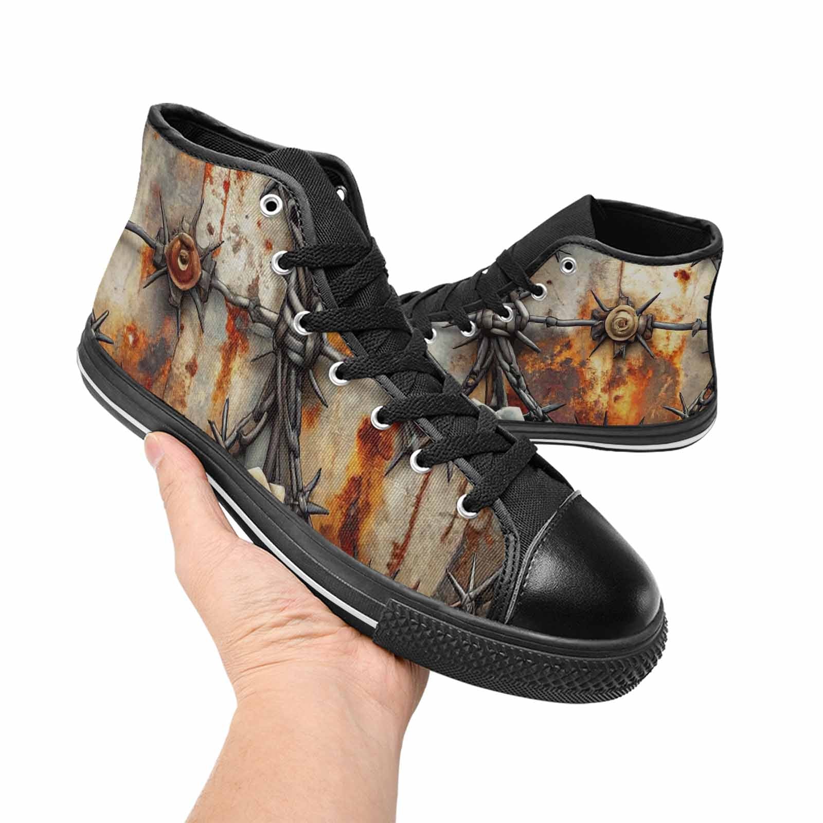 MEN'S Barbed Wire Chain High Top Canvas Grunge Sneakers