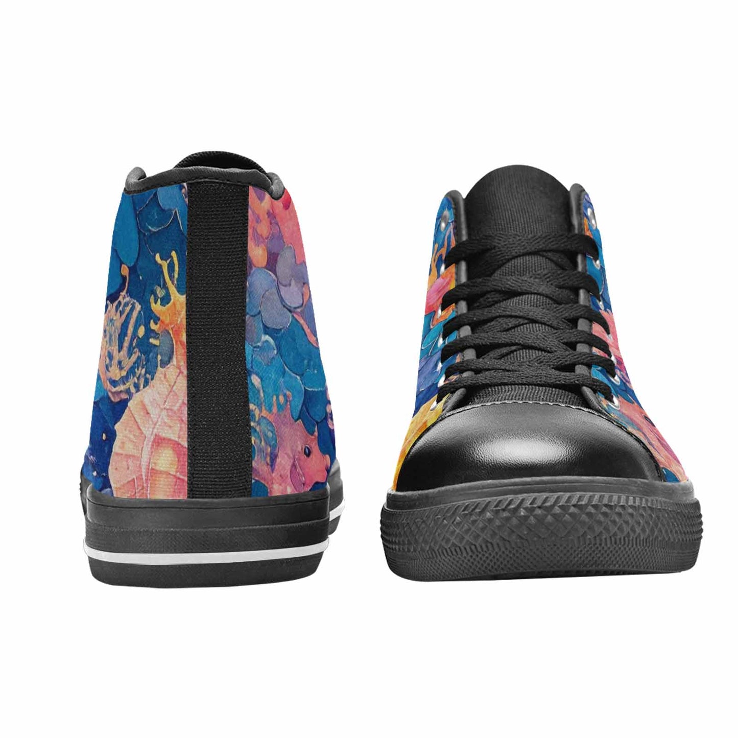 WOMEN'S Fish Scale Coral High Top Canvas Grunge Custom Shoes
