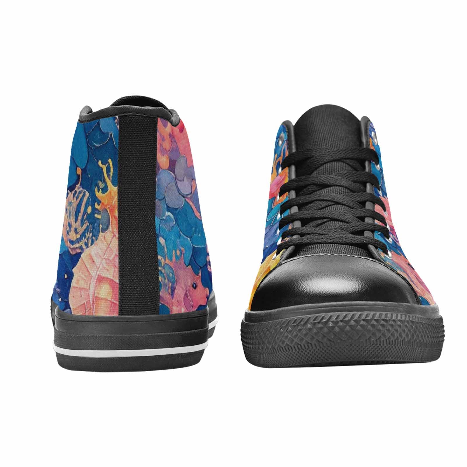 WOMEN'S Fish Scale Coral High Top Canvas Grunge Custom Shoes
