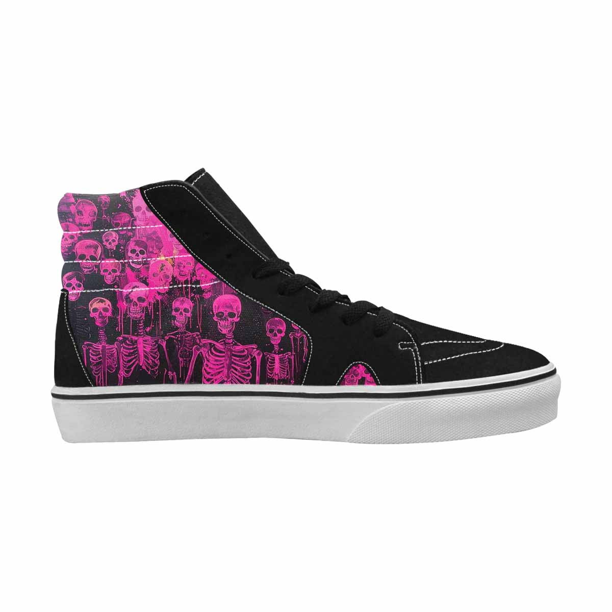 MEN'S Skeletons  Neon Pink High Top Canvas Dreamcore Shoes