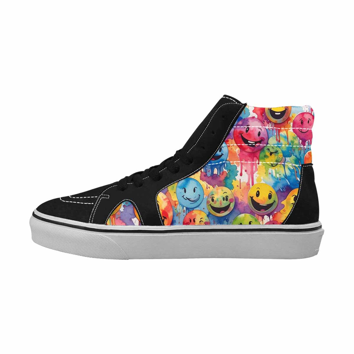 MEN'S Smiley Facessmiley Faces  High Top Canvas Cottagecore Custom Sneakers