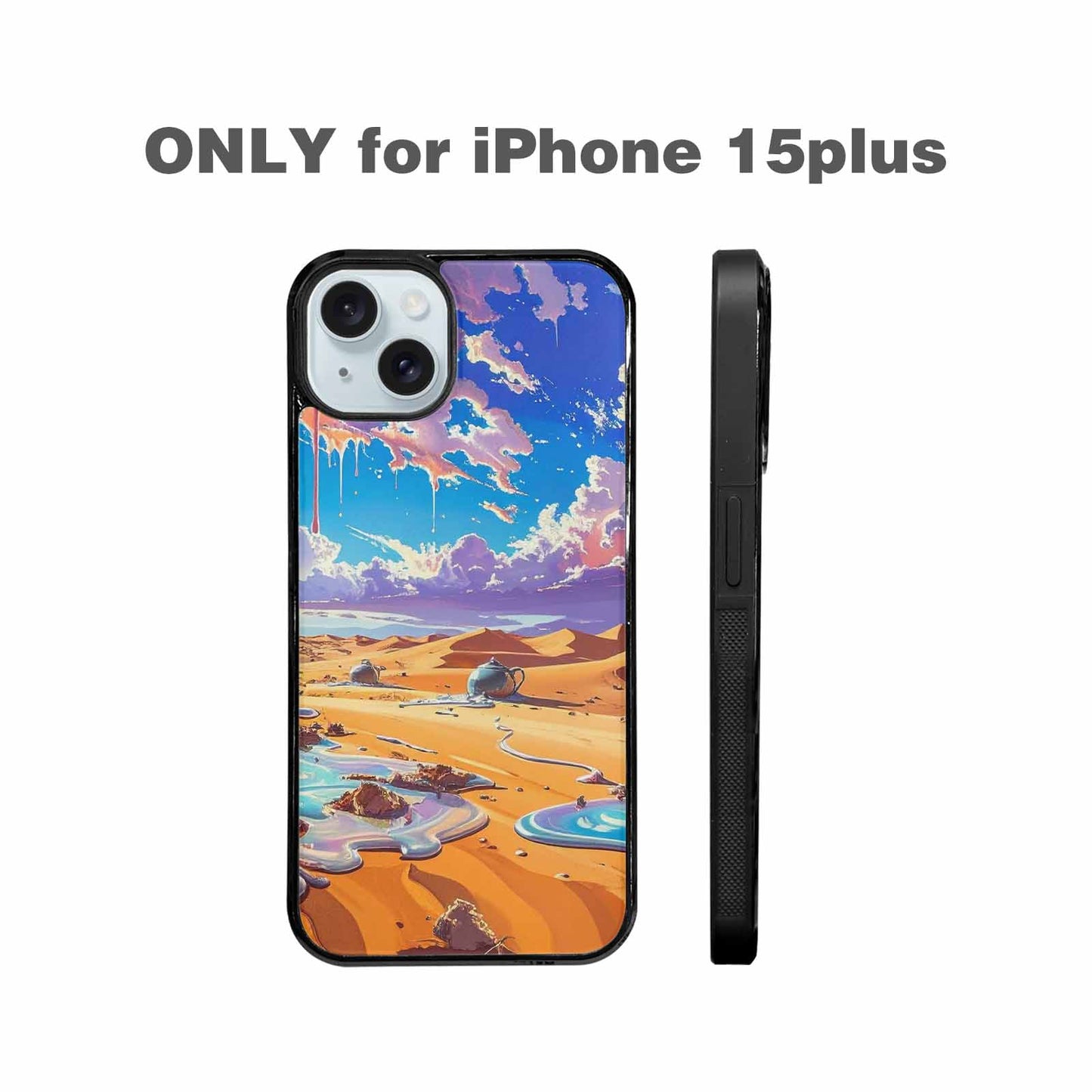 iPhone 15 Plus Case — Surrealist Desert Dreamscape, Custom Art Phone Cover