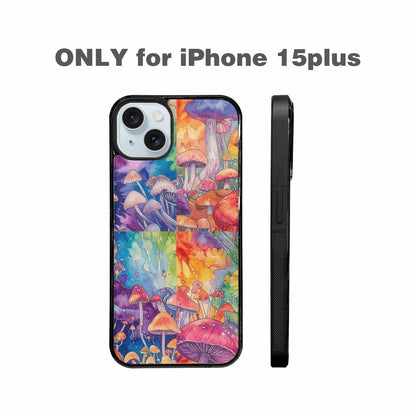 iPhone 15 Plus Case — Mushrooms Tie Dyemushrooms Pat 6t6 Personalized, Custom Made Phone Cover