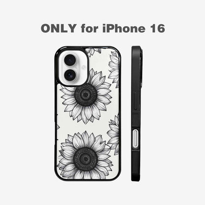 iPhone 16 Case — Minimalist Line Art Sunflower, Custom Phone Case
