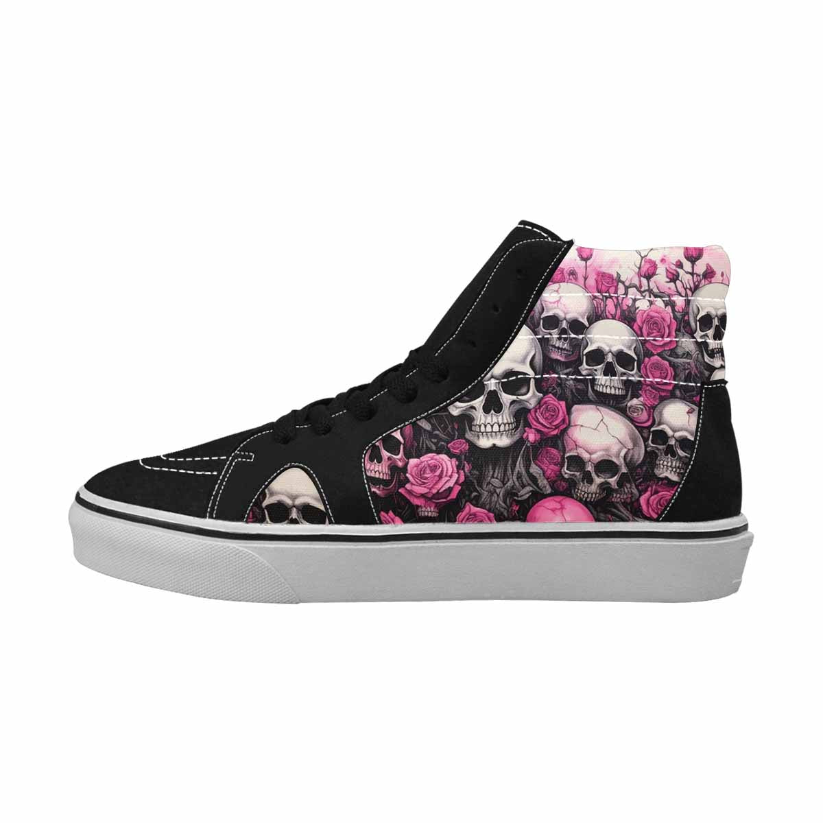 MEN'S Skull Roses High Top Canvas Vibrant Chaos Custom Sneakers