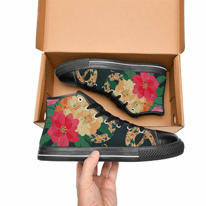 WOMEN'S Floral Snake Print High Top Canvas Neon Fantasy Custom Sneakers