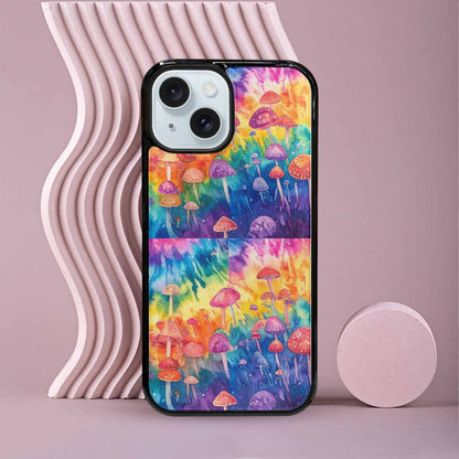iPhone 15 Case — Mushrooms Tie Dyemushrooms Pat, Original Design Phone Case