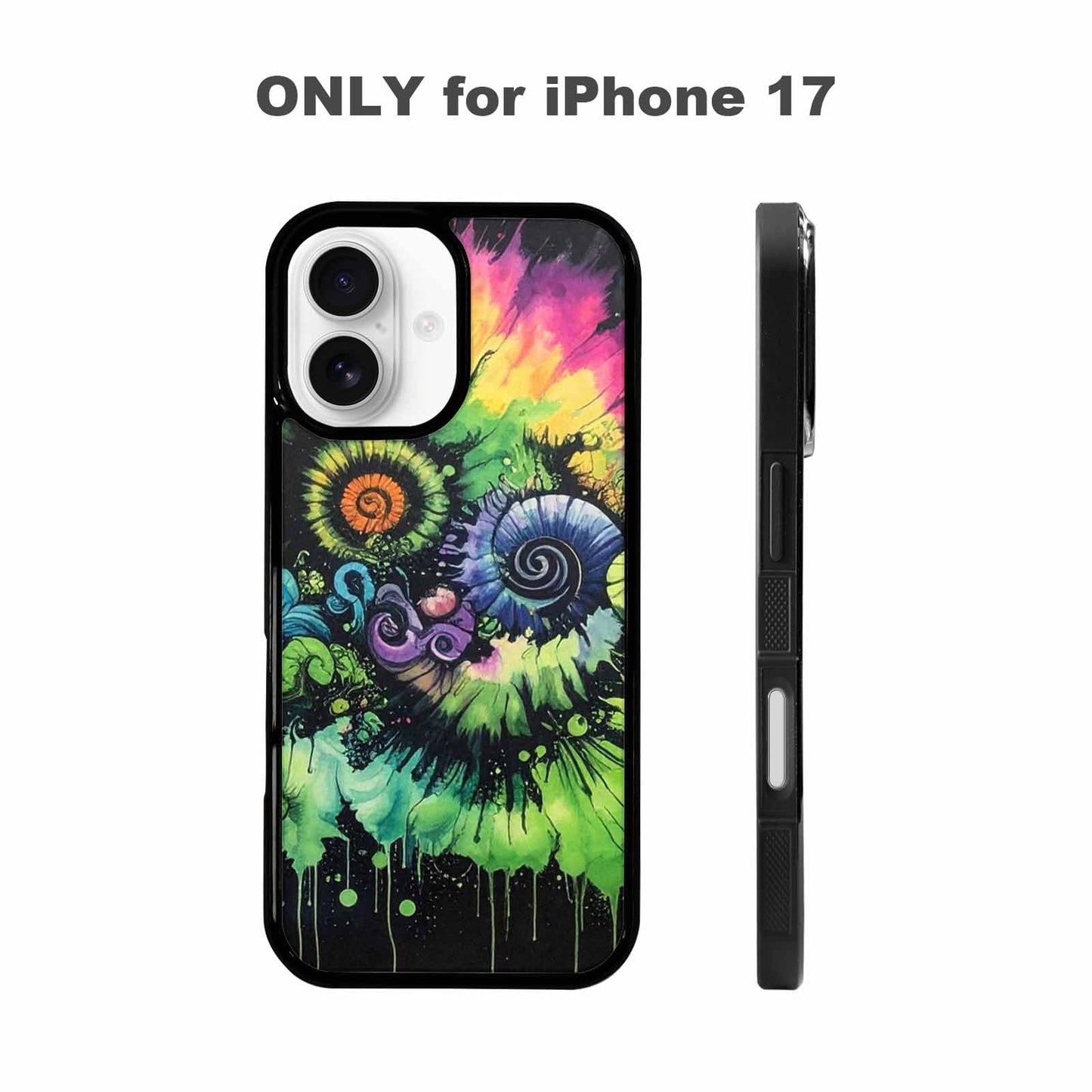 iPhone 17 Case — Black &amp; Green Ink Tie Dye, Custom Print Case Cover