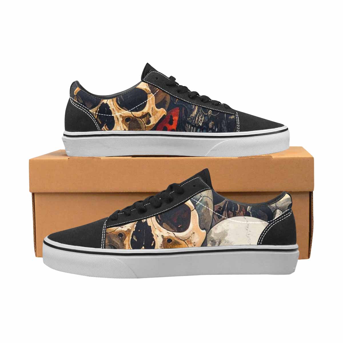 WOMEN'S Skulls Lace-Up Canvas Neon Fantasy Custom Shoes