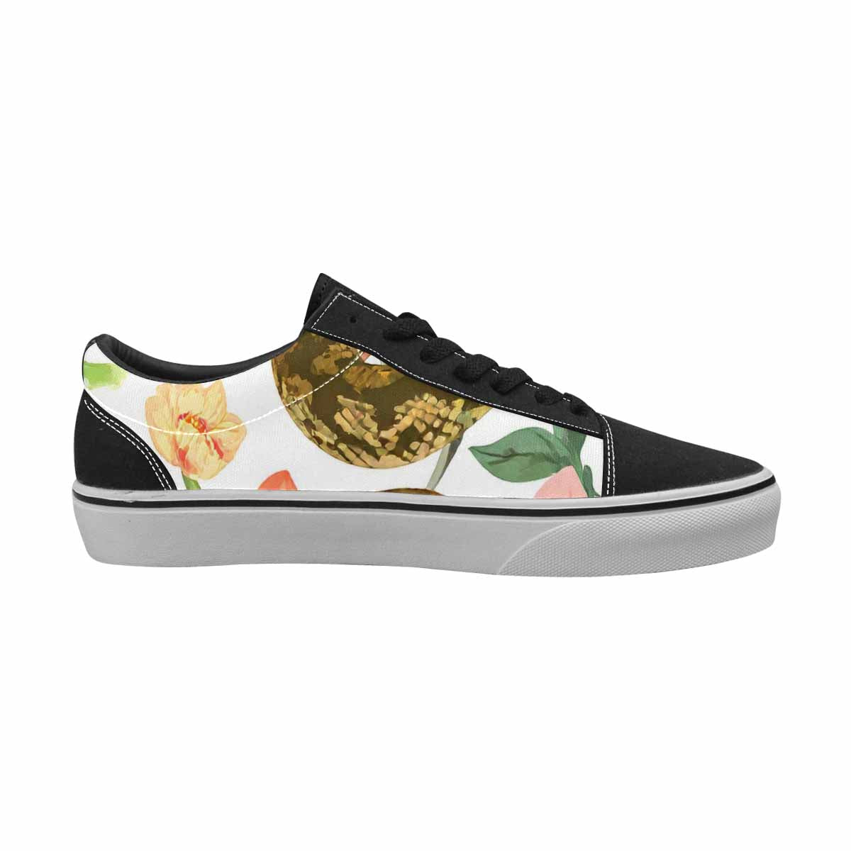 WOMEN'S Floral Snake Print Canvas Lace-Up Surreal Custom Sneakers