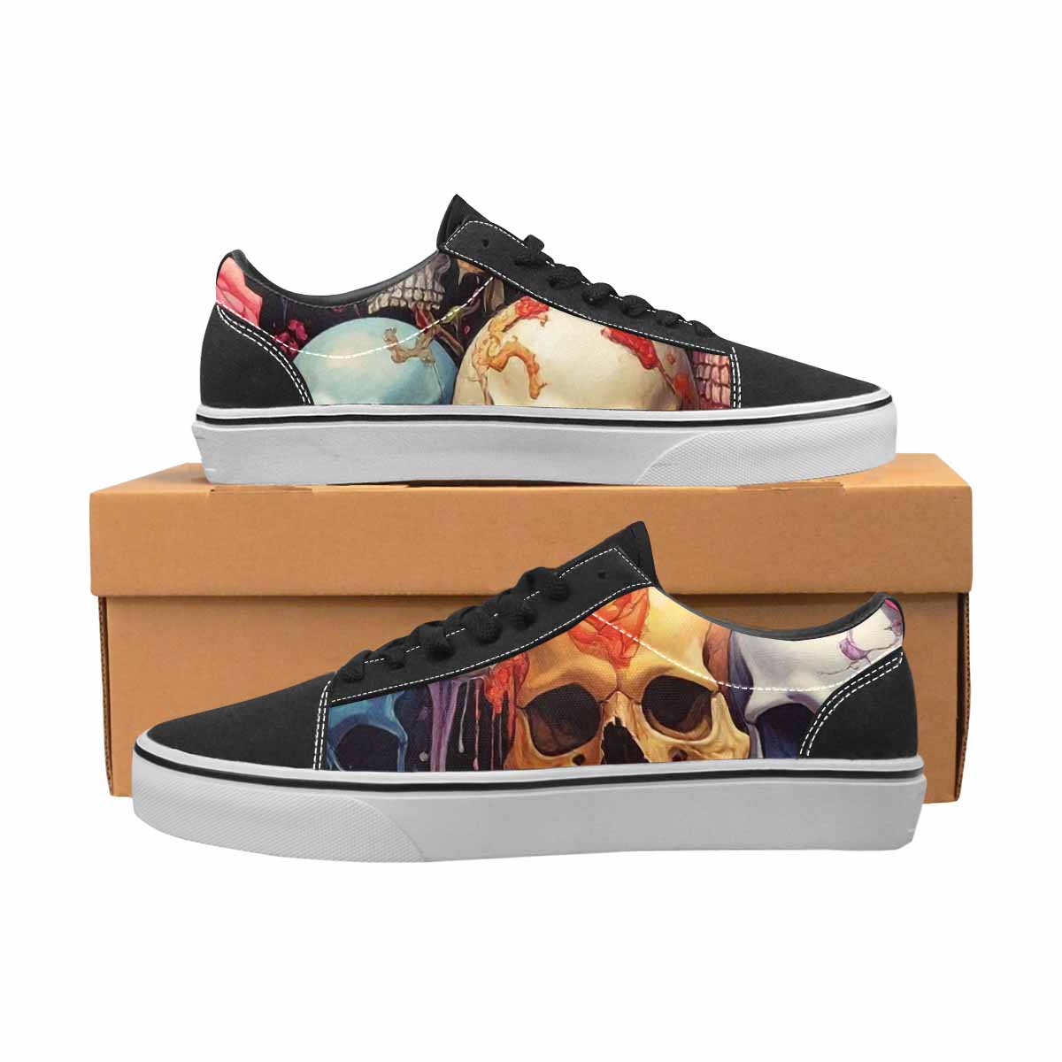 WOMEN'S Skulls Roses Melting Skulls Lace-Up Canvas Aesthetic Custom Shoes
