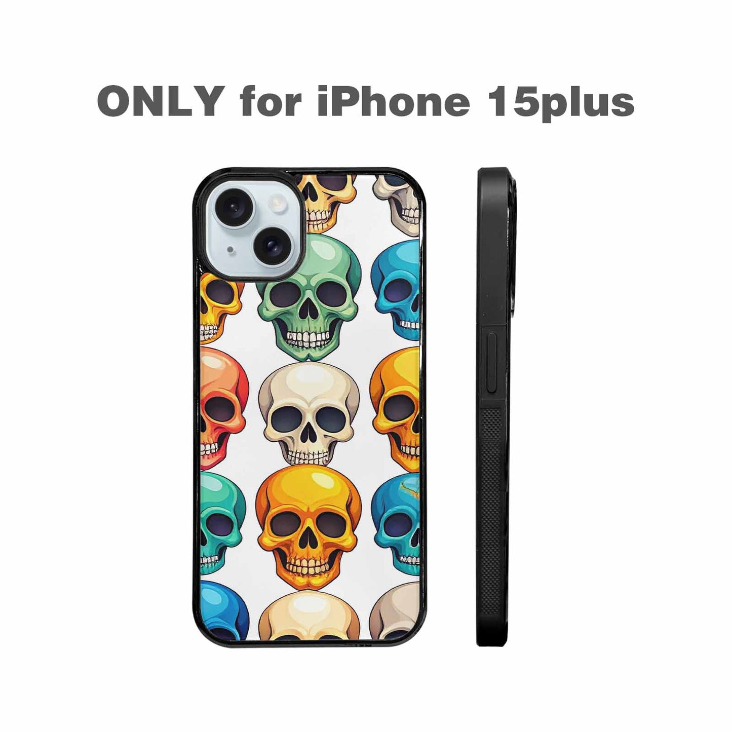 iPhone 15 Plus Case — Vibrant Skull Seamless, Custom Designed Case Cover
