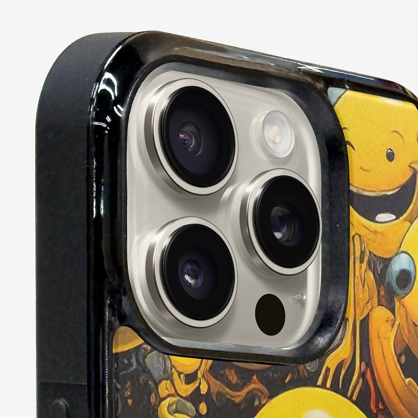 iPhone 15 Pro Max Case — Melting Moon Smiley Red Splatt, Unique Phone Case Design