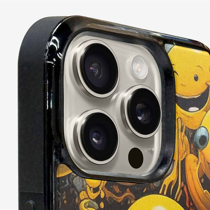 iPhone 15 Pro Max Case — Melting Moon Smiley Red Splatt, Unique Phone Case Design