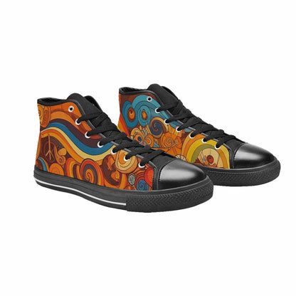 WOMEN'S Groovy 70S Peace High Top Canvas Dark Academia Custom Shoes