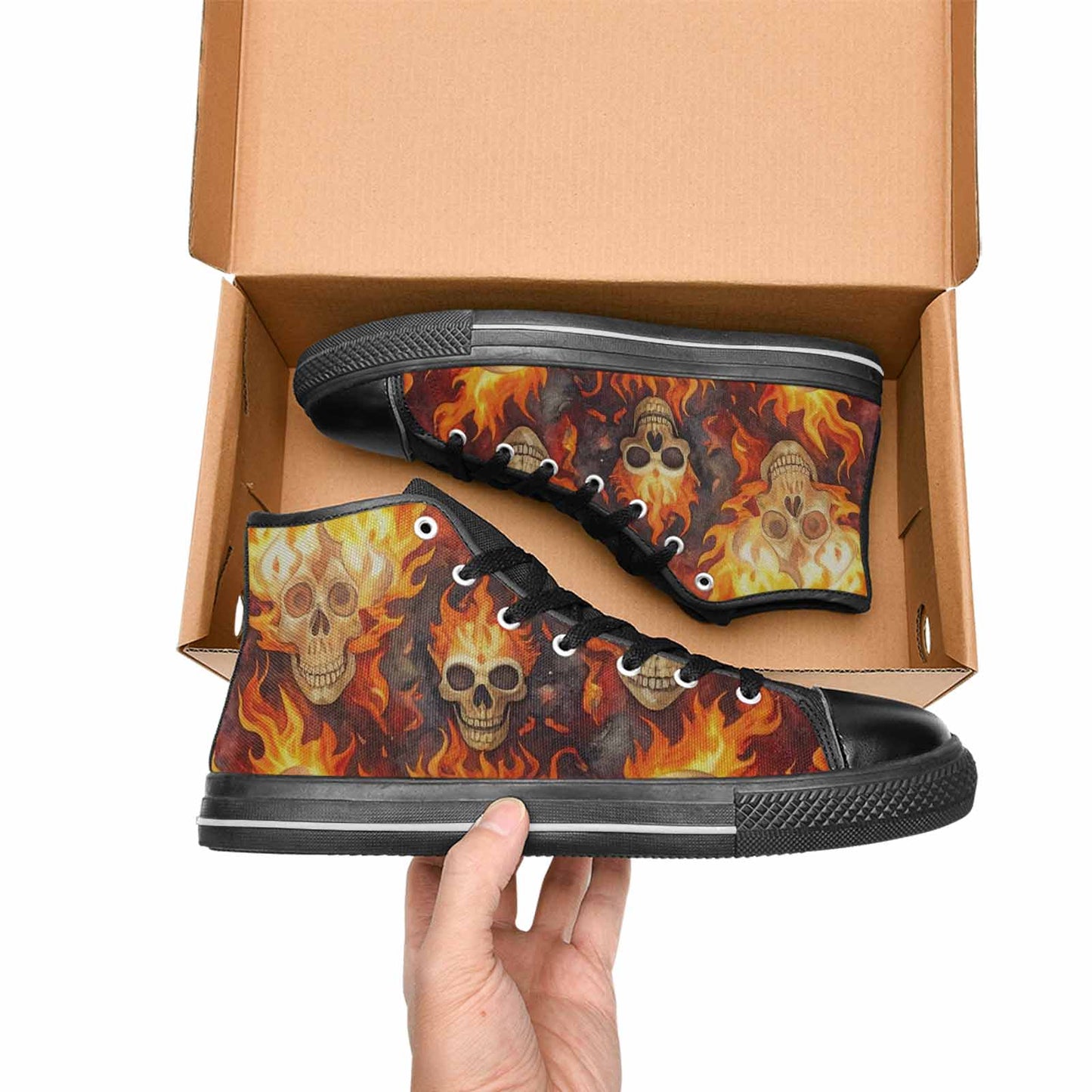 MEN'S Skulls - Flaming High Top Canvas Cottagecore Shoes