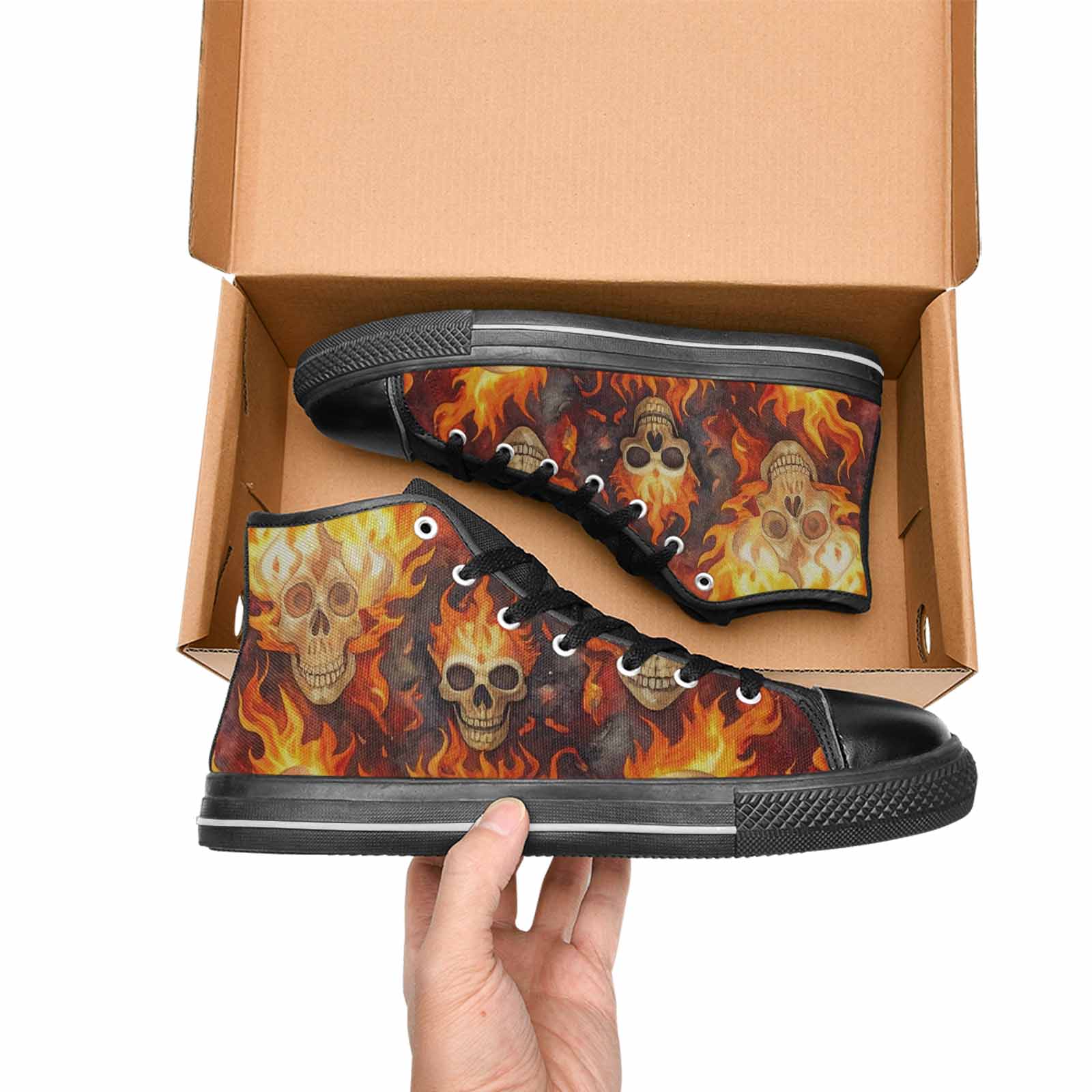 MEN'S Skulls - Flaming High Top Canvas Cottagecore Shoes