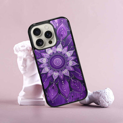 iPhone 16 Pro Case — Purple Mandala Bohemian Print Edge To, Custom Made Phone Cover
