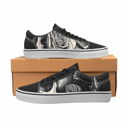 WOMEN'S Skulls Roses Pen Ink Canvas Lace-Up Cottagecore Custom Shoes
