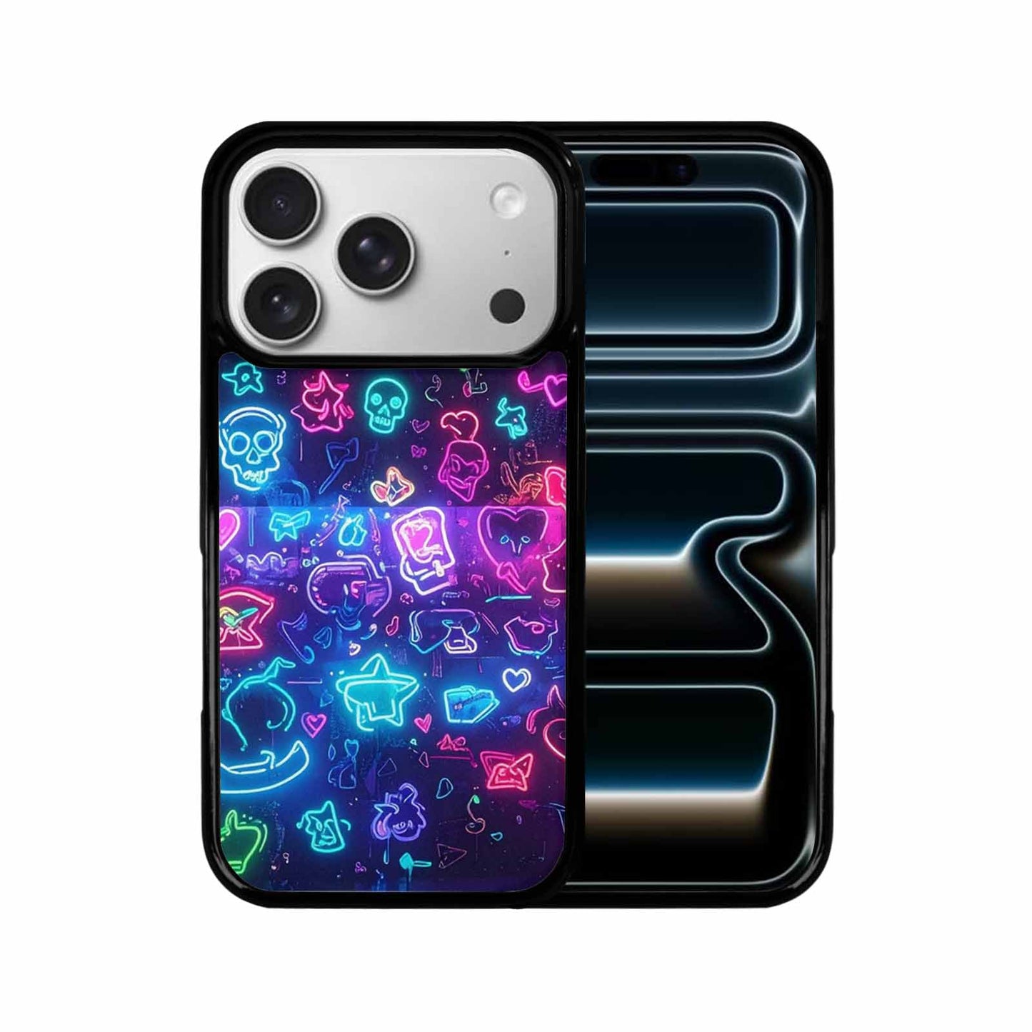 iPhone 17 Pro Case — Neon Glow Sticker Icon Collage Original, Custom Print Case Cover