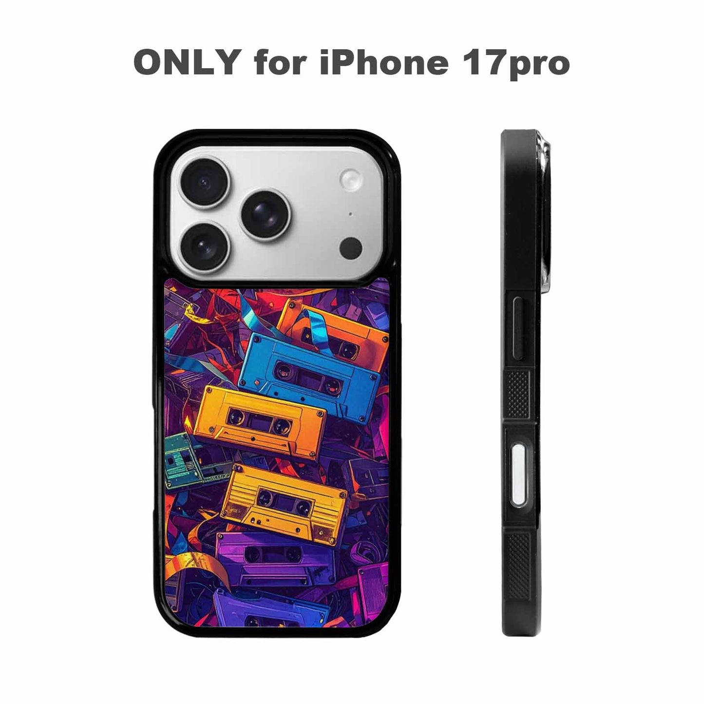 iPhone 17 Pro Case — Retro Cassette Tape Pattern Hundreds Retro, Personalized Phone Case